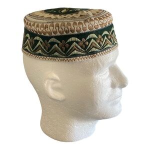 Kufi Prayer Cap Hand Embroidered 14” New without Tags